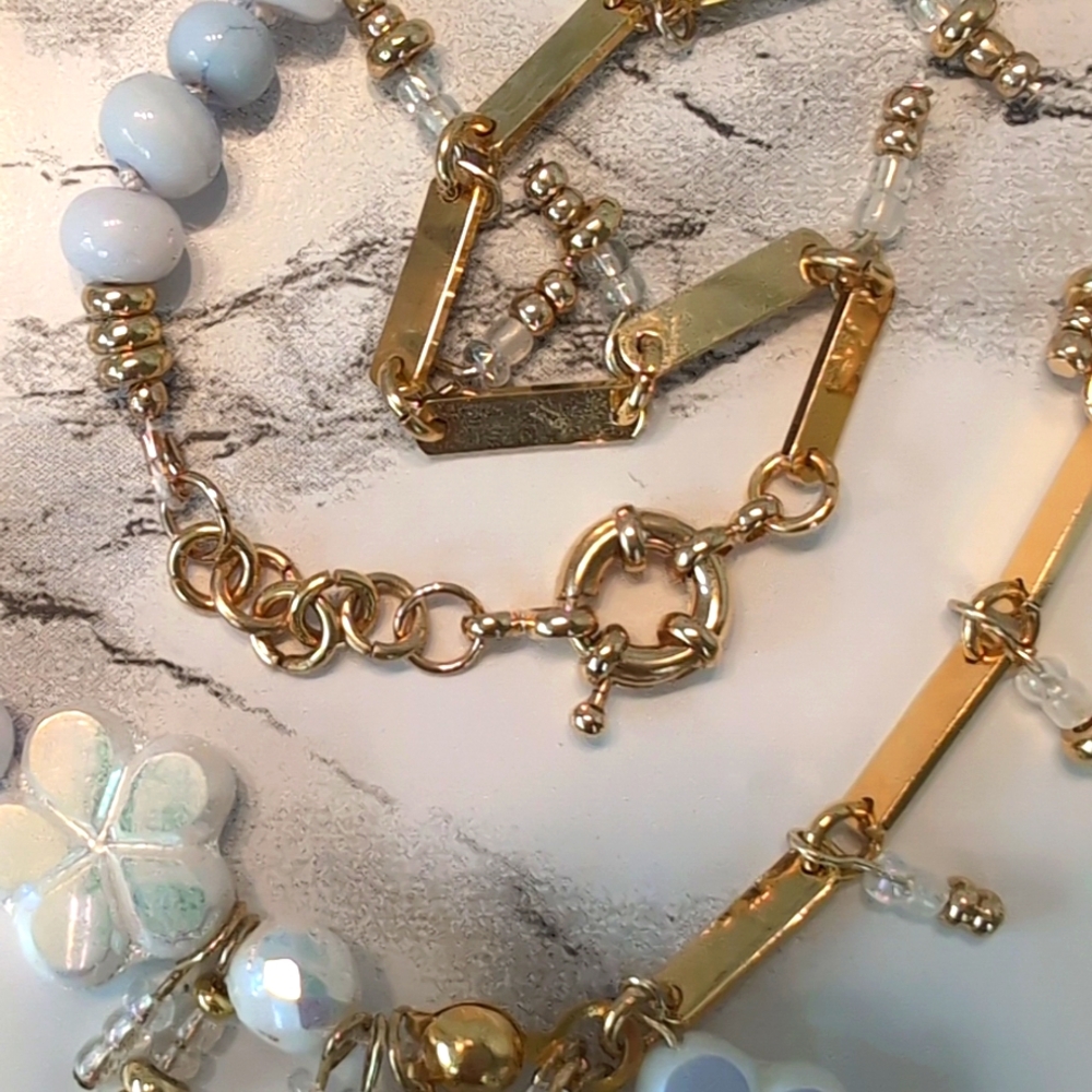 Blue Opal, Czech Glass, And Gold-Plated Bead Necklace - Picture 11 of 13